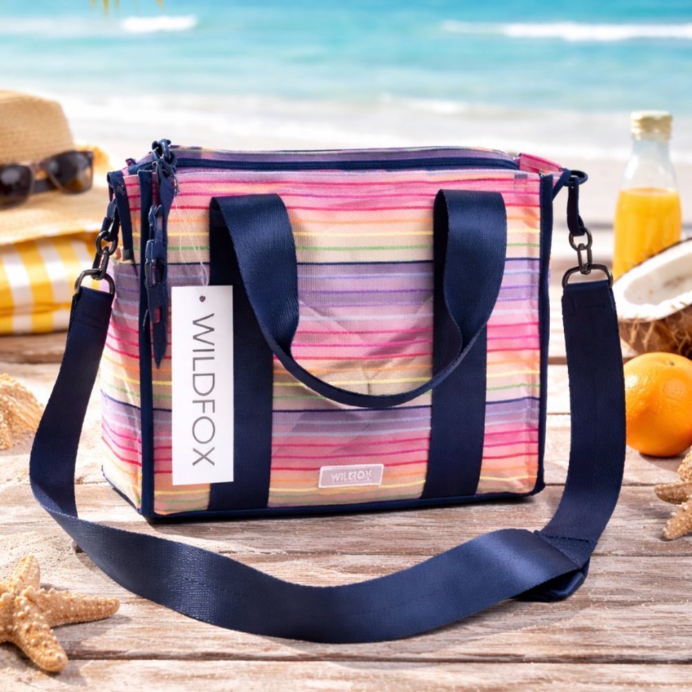 Wildfox Mesh Striped Tote Bag Navy Trim Crossbody